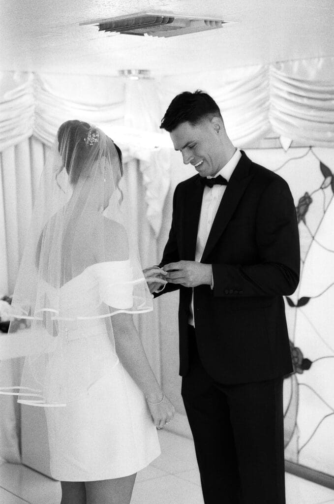 happy couple at their intimate ceremony