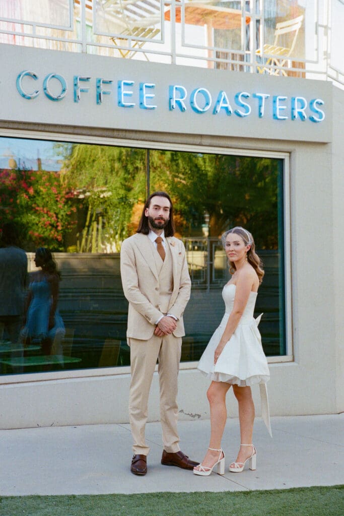 couple smiling at the camera during their session