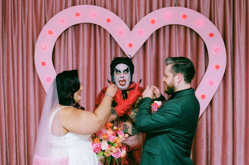 couple at their fun and iconic elopement ceremony
