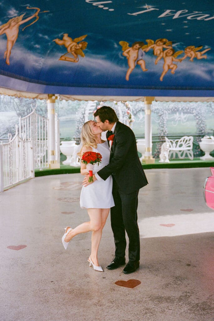 cute couple at their dream vegas elopement