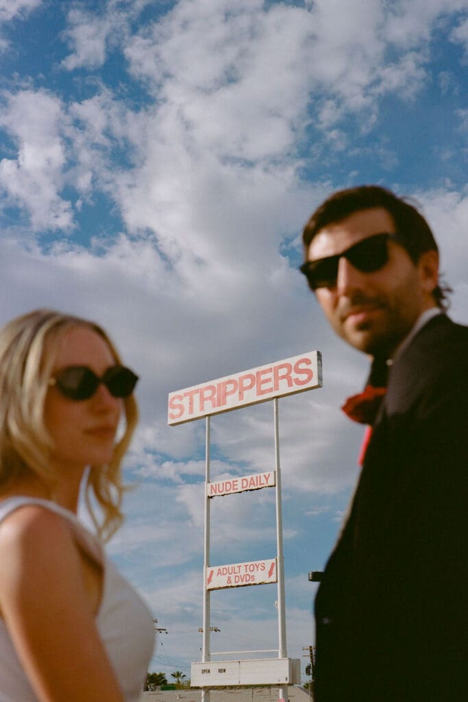 couple smiling at the camera during their bridal session
