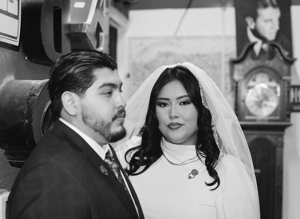 picture of the bride and groom at their bridal portraits