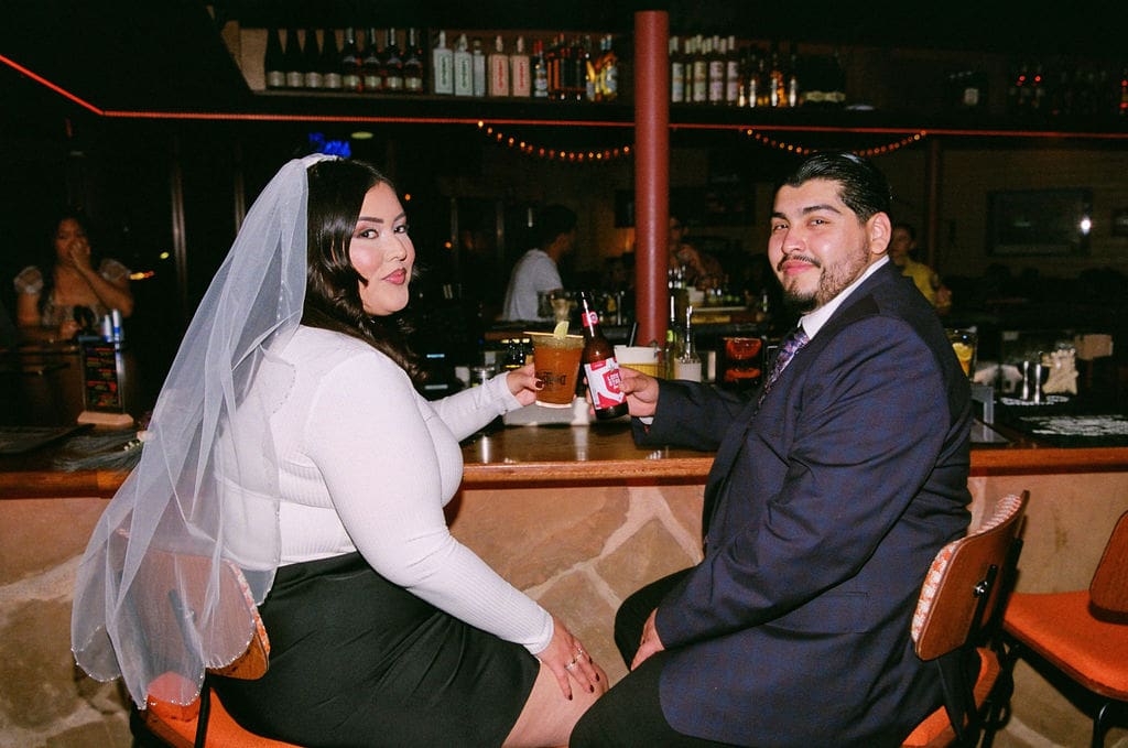 Fun Las Vegas Elopement Photos at the Courthouse, Barter Mall & Dustland