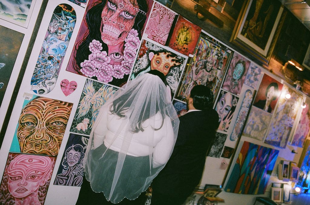 cute picture of the bride and groom at their dream session