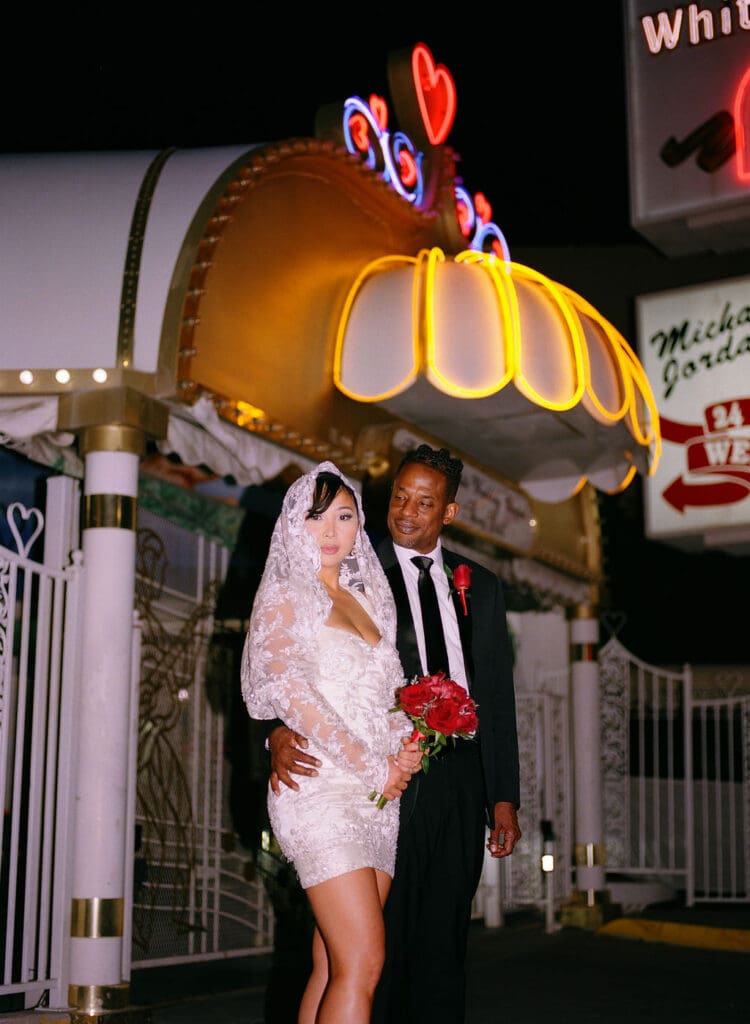 cute picture of the bride and groom hugging