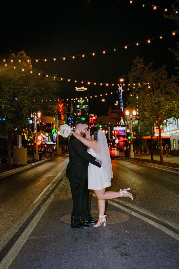 cute portrait of the newlyweds kissing