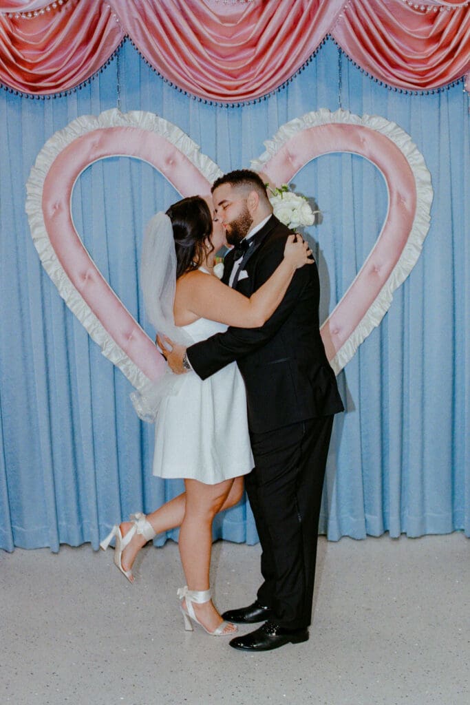 newlyweds kissing after their ceremony