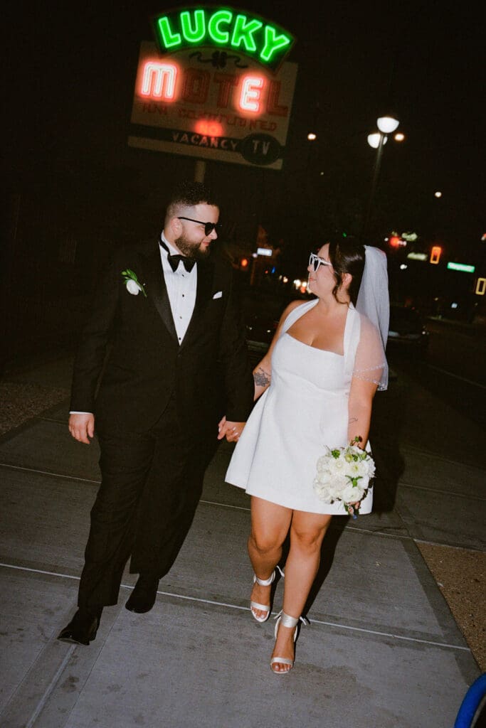 picture of the bride and groom smiling at each other
