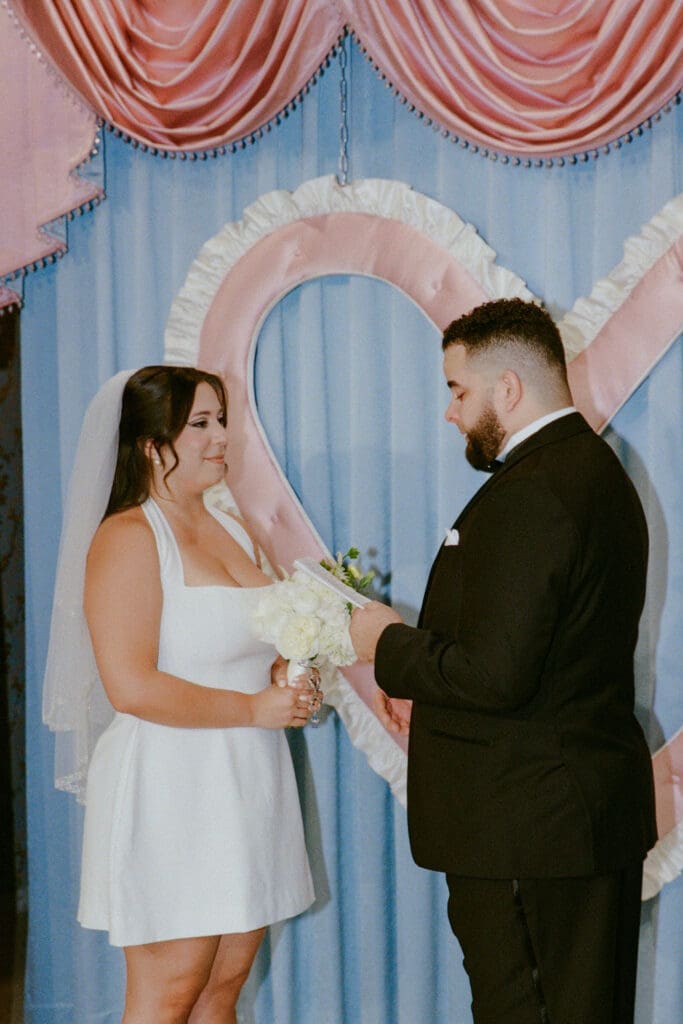 bride and groom emotional at their ceremony