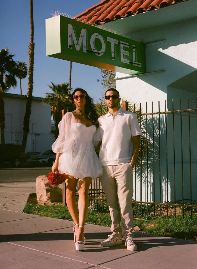couple at their golden hour bridal portraits