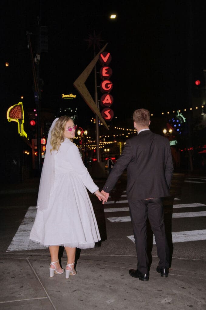 couple walking around DTLV during their photoshoot