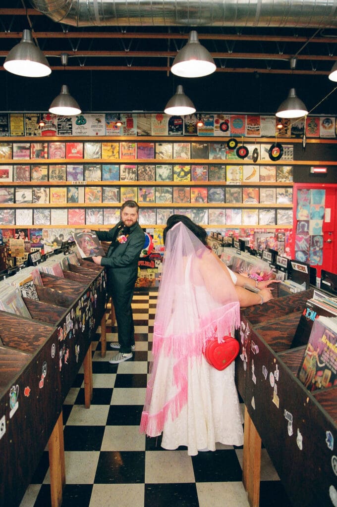 cute picture of the bride and groom at their dream photoshoot