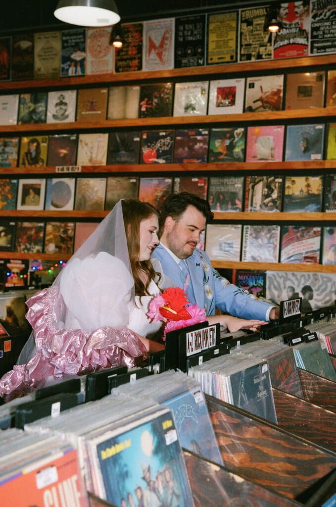 cute picture of the newlyweds at their dream photoshoot