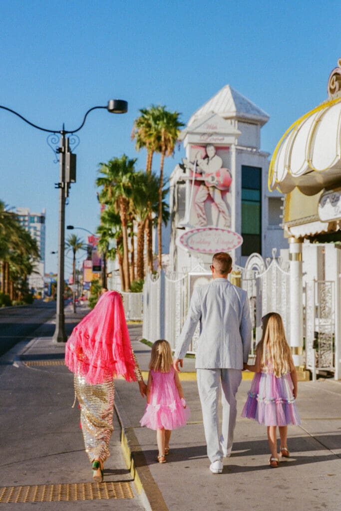 cute picture of the bride and groom after their dream ceremony in vegas