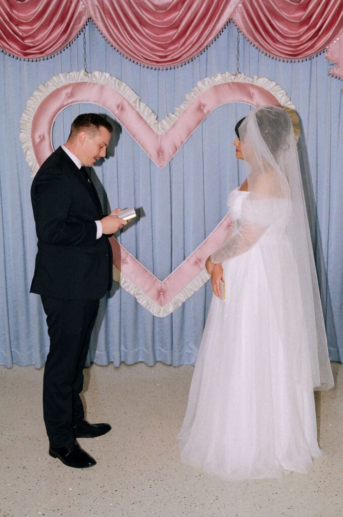 bride and groom emotional during their elopement ceremony