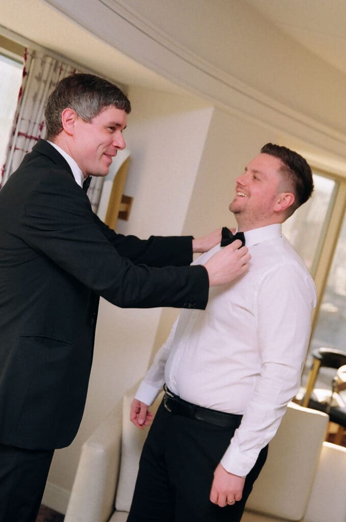 groom getting ready for his wedding ceremony