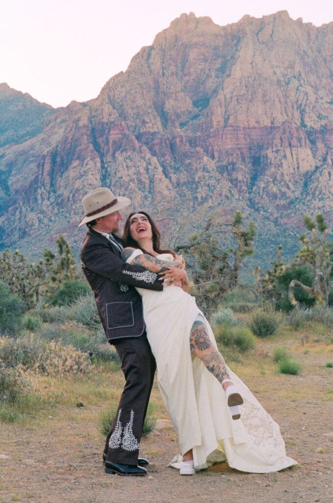 cute portrait of the newlyweds after their ceremony