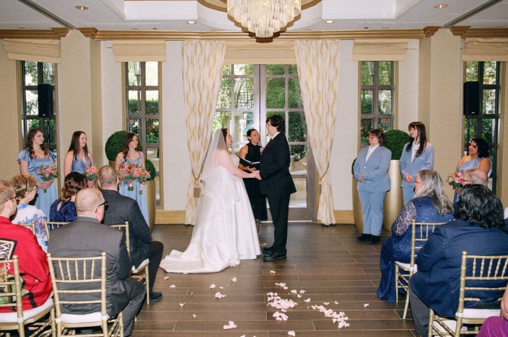 bride and groom at their intimate wedding ceremony