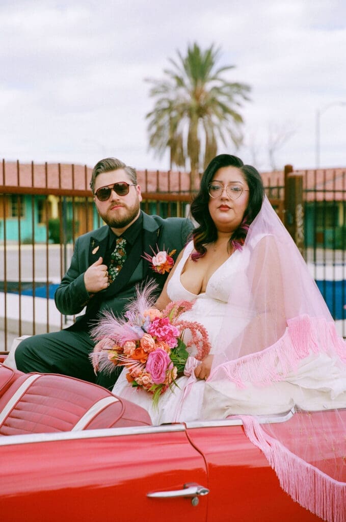 cute picture of the newlyweds at their dream photoshoot