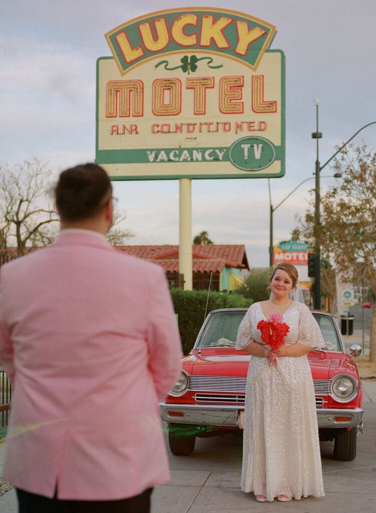 cute picture of the bride and groom smiling at each other