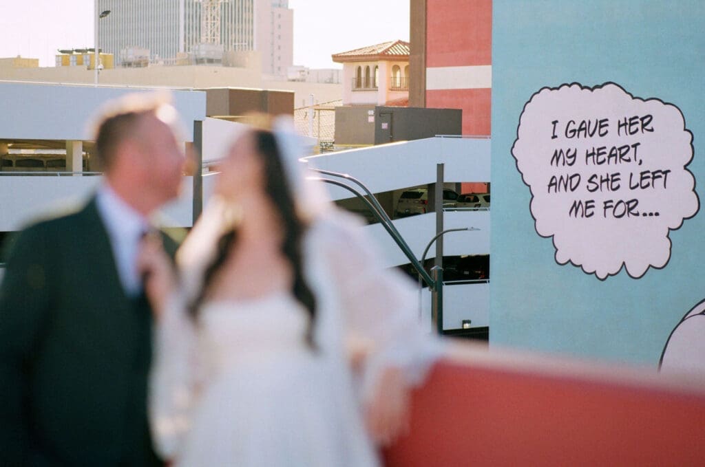 cute picture of the bride and groom smiling at each other