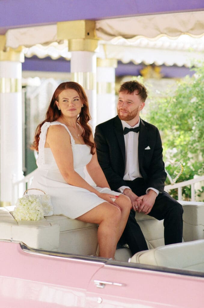 Bride and groom at their intimate wedding ceremony