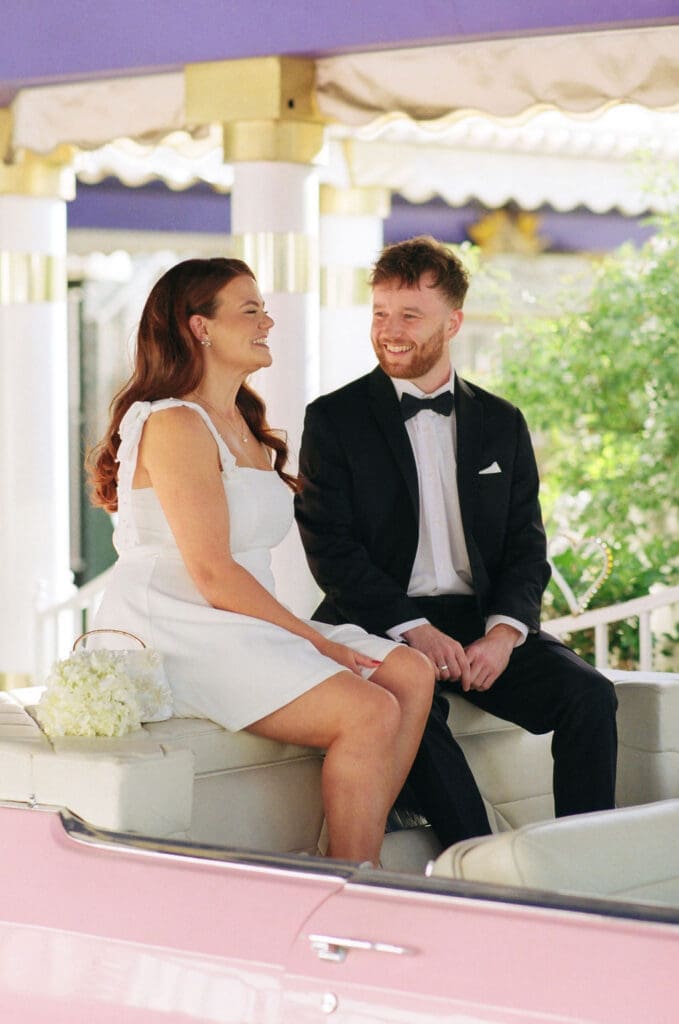 Bride and groom and emotional during their elopement ceremony