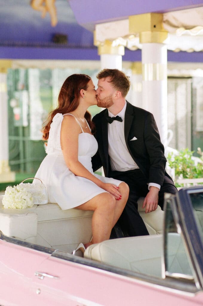Cute picture of the newlyweds kissing