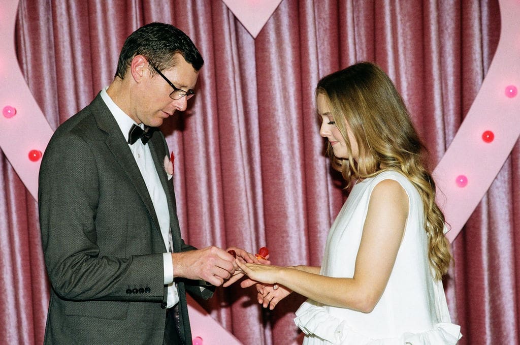 bride and groom emotional during their ceremony
