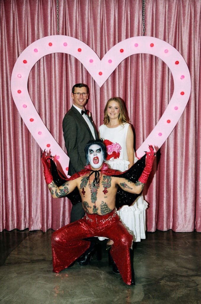 fun picture of the newlyweds with hellvis