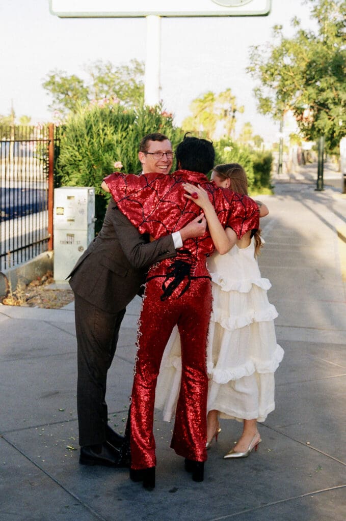 cute picture of the newlyweds hugging